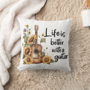 Coussin Nom de la Personnaliser Guitare avec tournesol