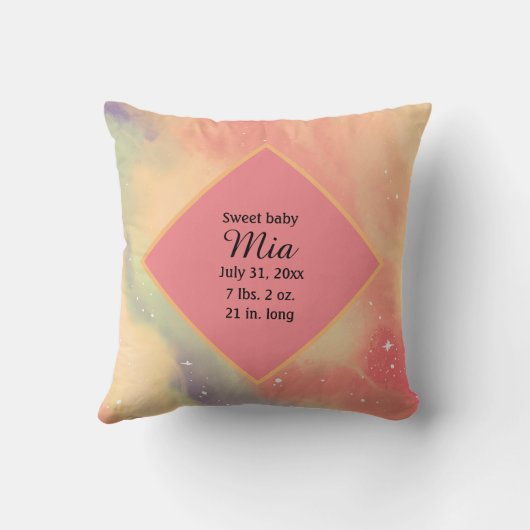 Coussin Nom de la photo du bébé Anniversaire Longueur du p (Verso)