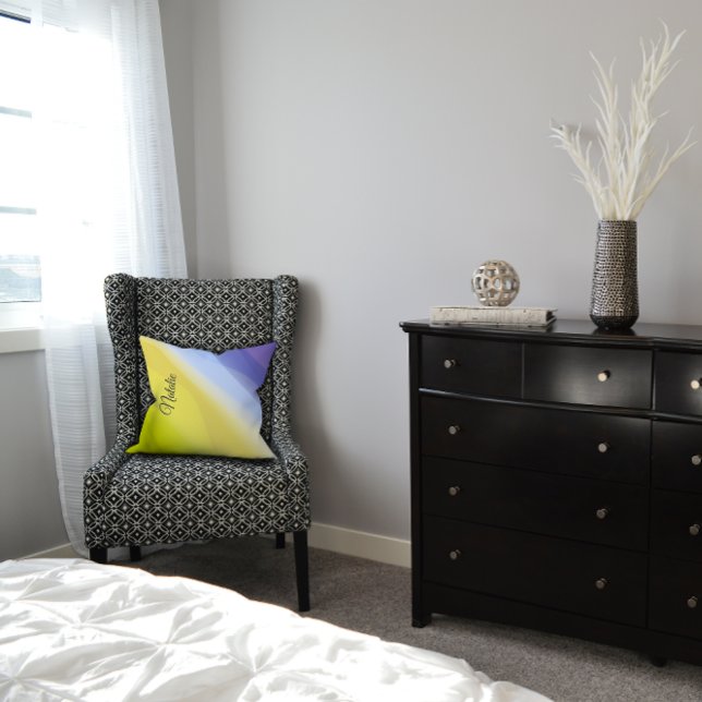 Coussin Nom de lavande vert jaune dégradé Jeu d'oreiller (Créateur téléchargé)