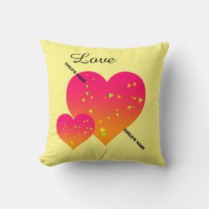 Coussin NOM DE L'ENFANT COEURS PERSONNALISÉS Jeter Oreille