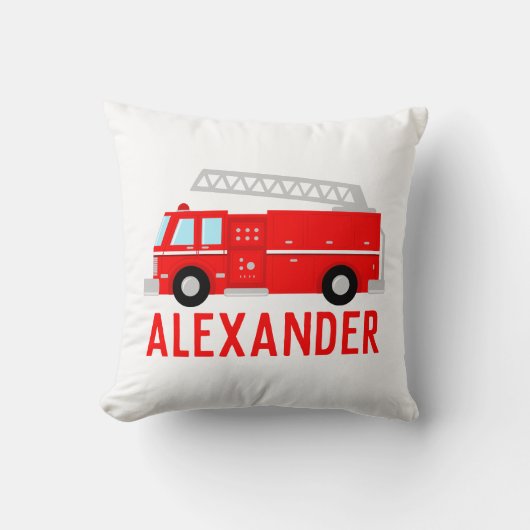 Coussin Nom de l'enfant du camion d'incendie (Recto)