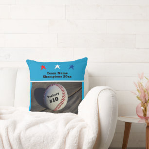 Coussin Nom de l'équipe de baseball des jeunes Numéro Étoi