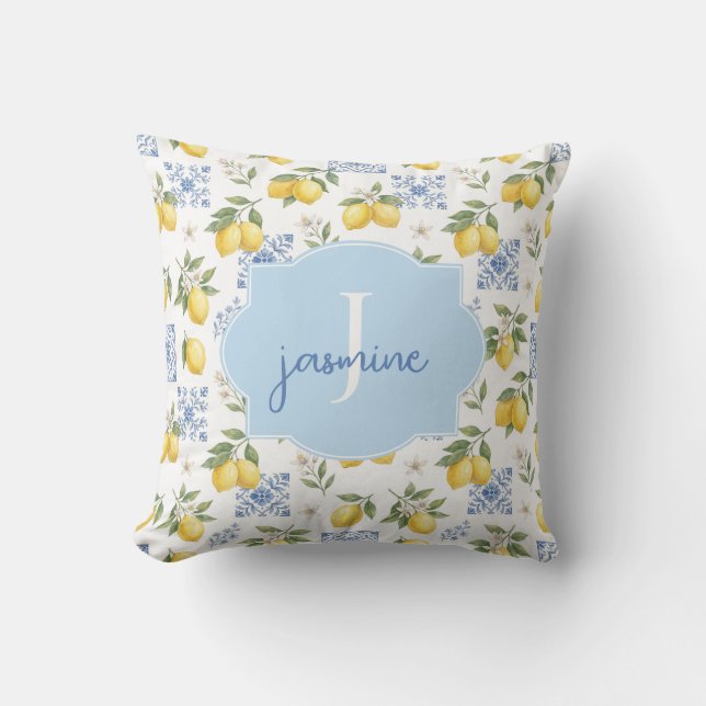 Coussin Nom de monogramme de citron Carrelage Motif de sty (Recto)