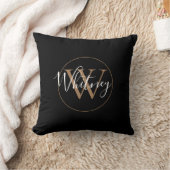 Coussin Nom de monogramme élégant en noir et or (Couverture)