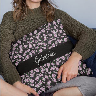 Coussin Nom de motif floral de fleur de cerisier rose