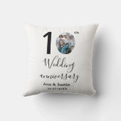 Coussin nom de photo d'anniversaire de mariage 10ème gras (Verso)