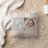 Coussin Nom de photo personnalisé Monogramme Patchwork Ros (Couverture)