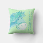 Coussin Nom de poney et naissance nouveau-né cadeau vert p (Verso)