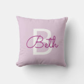 Coussin Nom de script & monogramme | Magenta & Violet clai (Recto)