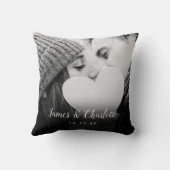 Coussin Nom de script photo personnalisé Mariage (Verso)