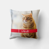 Coussin Nom de texte blanc moderne Cat Memorial (Verso)