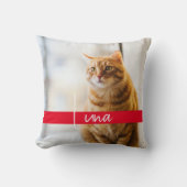 Coussin Nom de texte blanc moderne Cat Memorial (Recto)