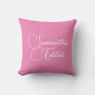 Coussin Nom d'écriture minimaliste professionnelle rose