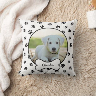 Coussin Nom d'os de cercle de photo de chien DIY Empreinte