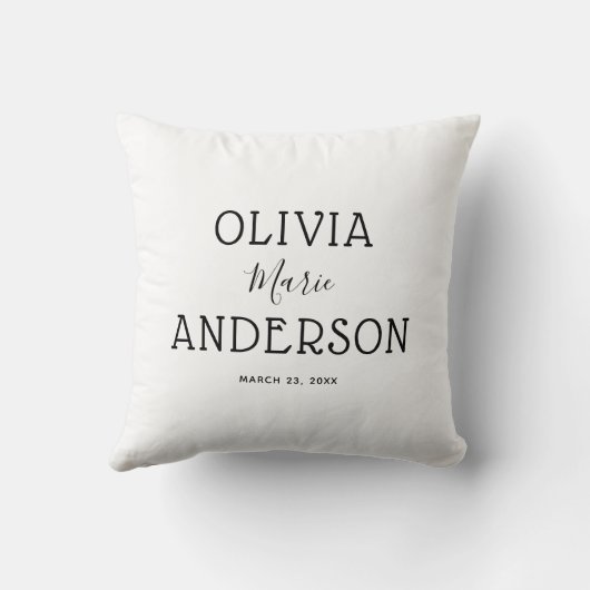 Coussin Nom du bébé arc-en-ciel (Verso)