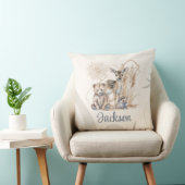 Coussin Nom du bébé customisé Boho Ours Cerf Sexe Neutre (Chaise)