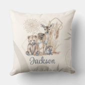 Coussin Nom du bébé customisé Boho Ours Cerf Sexe Neutre (Verso)