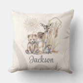 Coussin Nom du bébé customisé Boho Ours Cerf Sexe Neutre (Recto)