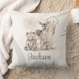 Coussin Nom du bébé customisé Boho Ours Cerf Sexe Neutre