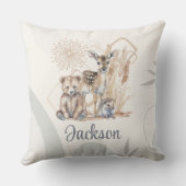 Coussin Nom du bébé customisé Boho Ours Cerf Sexe Neutre (Verso)