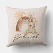 Coussin Nom du bébé customisé Ours de saumons arc-en-ciel (Verso)