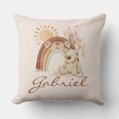 Coussin Nom du bébé customisé Ours de saumons arc-en-ciel (Recto)