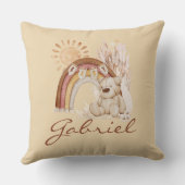 Coussin Nom du bébé customisé Ours de saumons arc-en-ciel  (Verso)