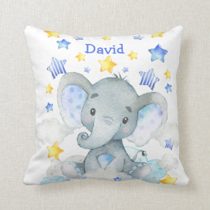 Coussin Nom du bébé Nourriture personnalisée Eléphant Cute
