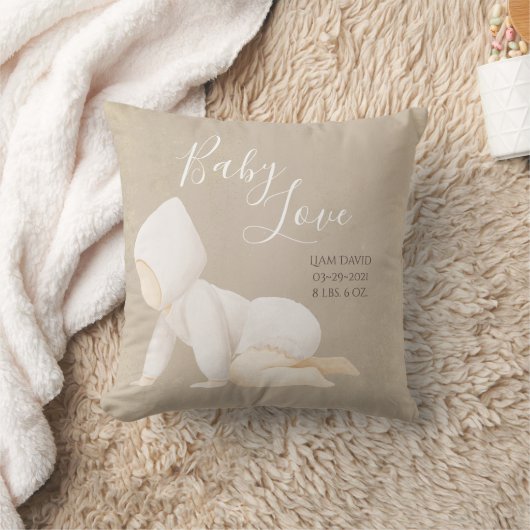 Coussin Nom du bébé Script Baby Love Keepsaké (Couverture)