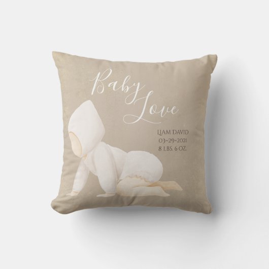 Coussin Nom du bébé Script Baby Love Keepsaké (Recto)