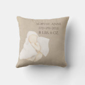 Coussin Nom du bébé Watercolor Keepsaké Statistiques de na (Verso)