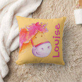 Coussin Nom du chien et naissance nouveau-né cadeau orange (Couverture)