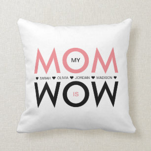 Coussin Nom du coeur Ma mère est Wow Photo Fête des mèr
