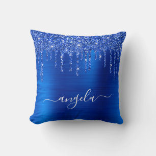 Coussin Nom du glamour de la Parties scintillant bleue roy
