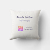 Coussin nom du graphiste scannez les détails du code QR pr (Verso)