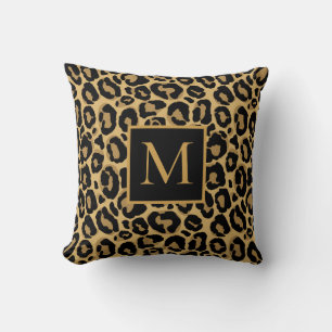 Coussin Nom du joli monogramme de léopard
