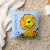 Coussin Nom du lion et naissance nouveau-né cadeau carré c (Couverture)
