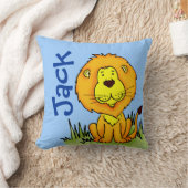 Coussin Nom du lion et naissance nouveau-né cadeau carré c (Couverture)