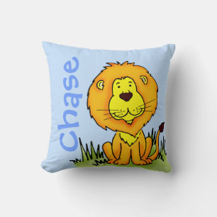 Coussin Nom du lion et naissance nouveau-né cadeau carré c