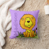 Coussin Nom du lion et naissance nouveau-né gardien violet (Couverture)