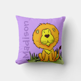 Coussin Nom du lion et naissance nouveau-né gardien violet