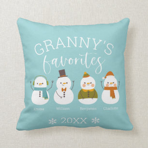 Coussin Nom du membre de famille Custom Snowman