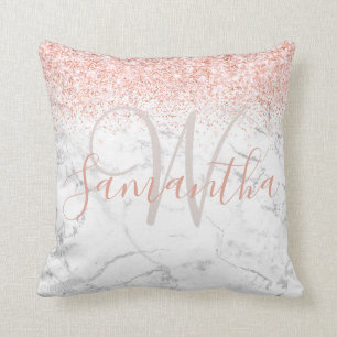 Coussin Nom du monogramme Argent de la Parties scintillant