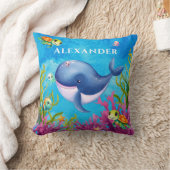 Coussin Nom du monogramme mignon Tortue de mer côtière (Couverture)