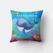 Coussin Nom du monogramme mignon Tortue de mer côtière (Verso)