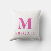 Coussin Nom du monogramme personnalisé rose chaud (Verso)
