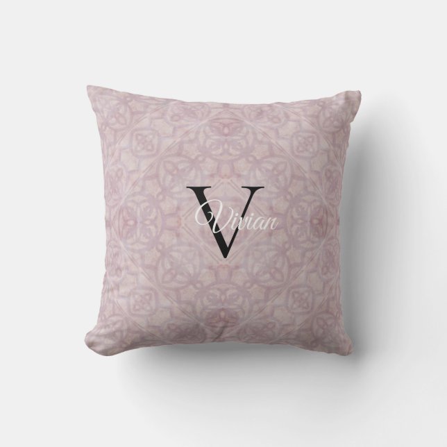 Coussin Nom du monogramme rose (Recto)