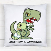 Coussin Nom du petit frère T-Rex Dinosaur personnalisé