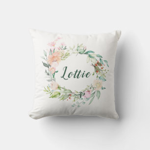 Coussin Nom du script rose Garland