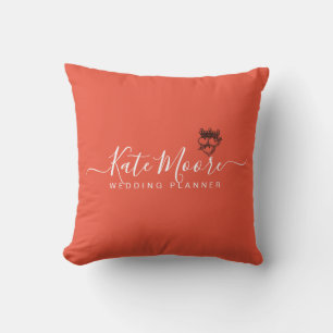 Coussin Nom du script Wedding planner rouge orange